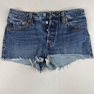 Levi’s 501 Cutoff Shorts Frayed Hem Medium Wash High Rise W28